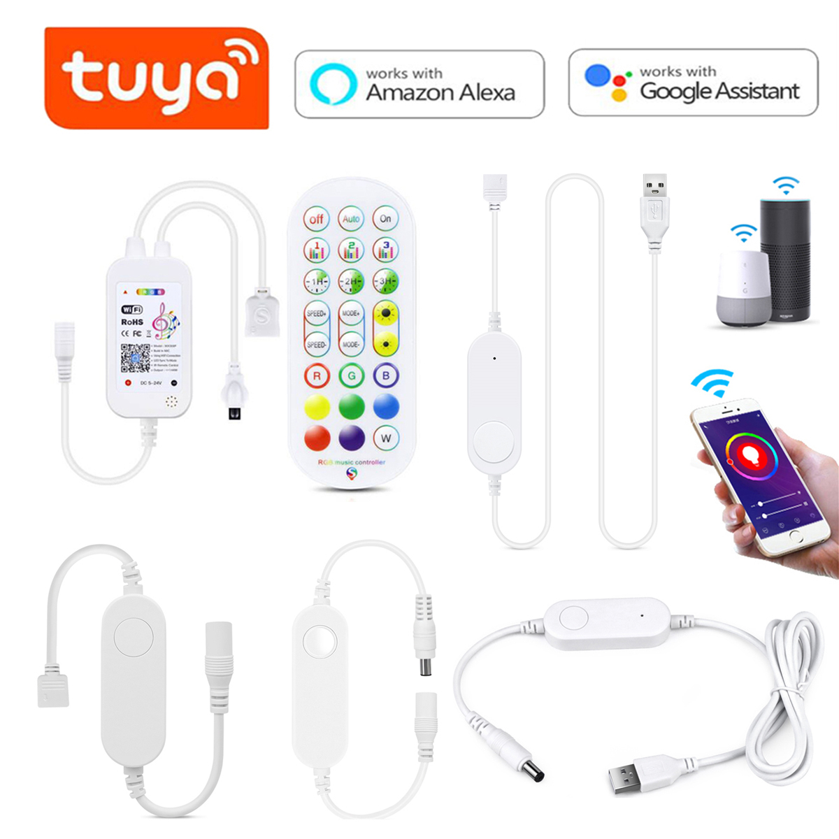 Wifi Led Dimmer - DC12V-24V Tuya pengendali WIFI SmartLife, pengendali