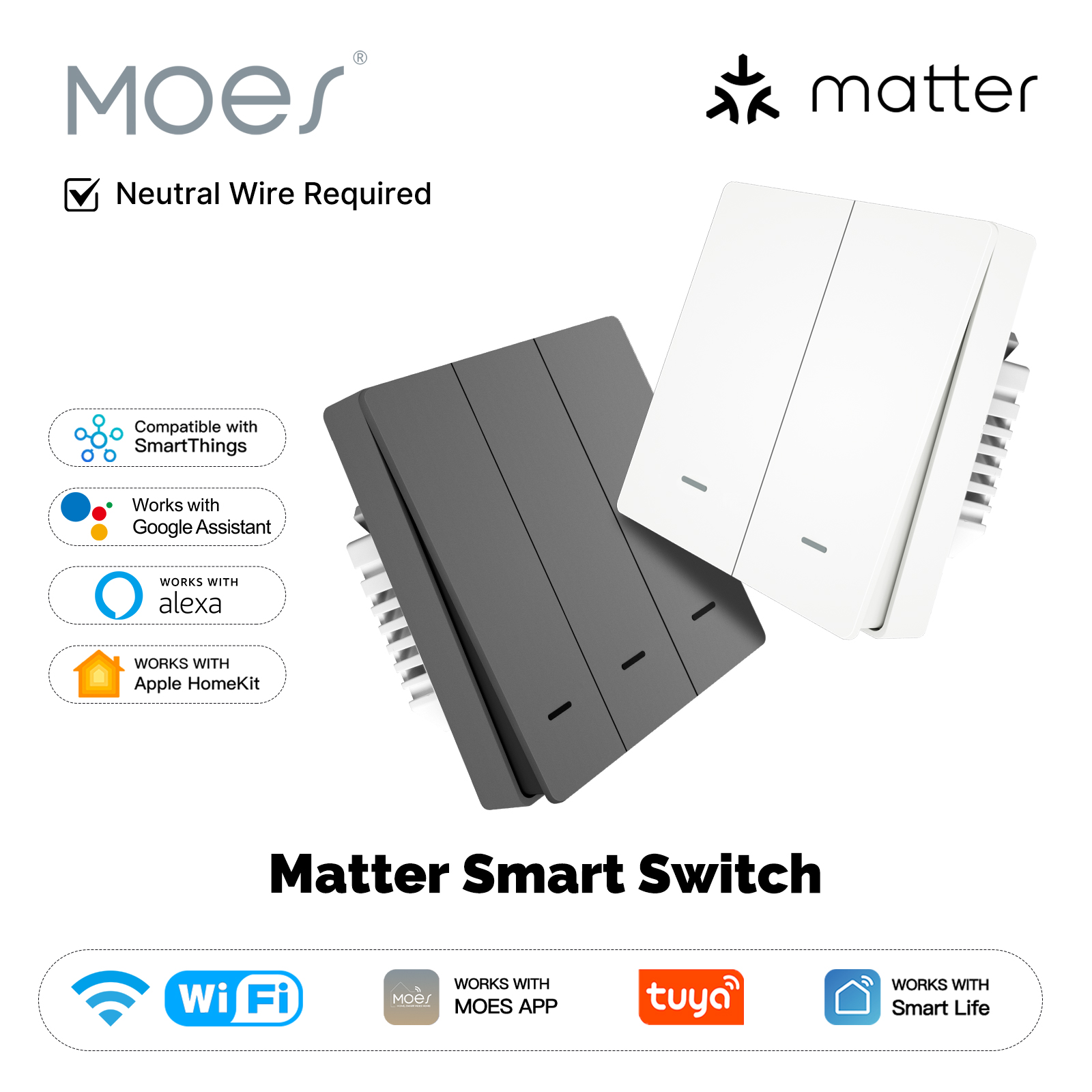 Smart Home Life - MOES Matter Tuya WiFi Sakelar Tombol