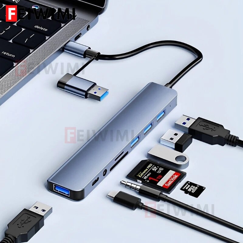 8 in 2 Port USB C Splitter USB - Smart Home Hub 2 ulasan dan harga