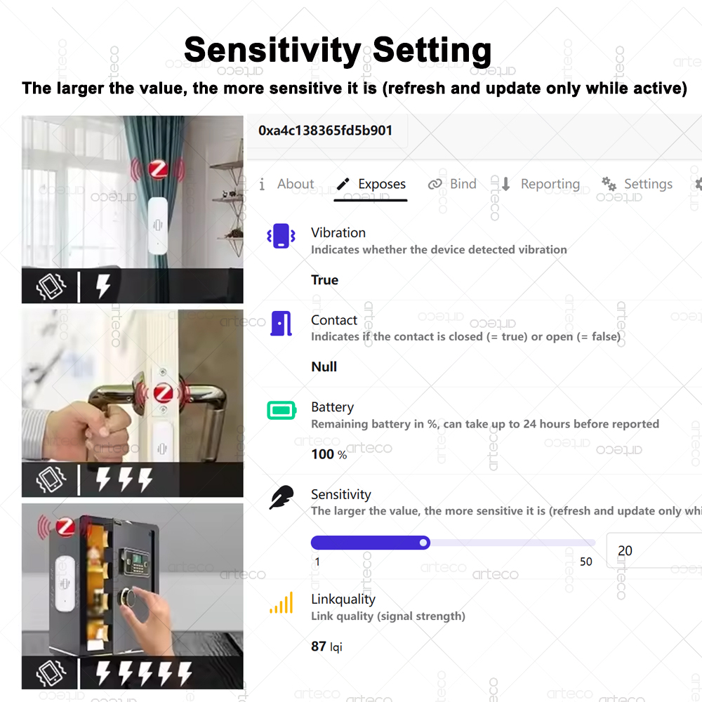 Sensor Getaran ZigBee 3.0 Cerd - Smart Home Features ulasan dan harga