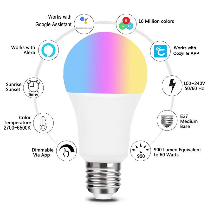 Lampu rumah WiFi 9W, lampu cah - Wifi Led Dimmer ulasan dan harga