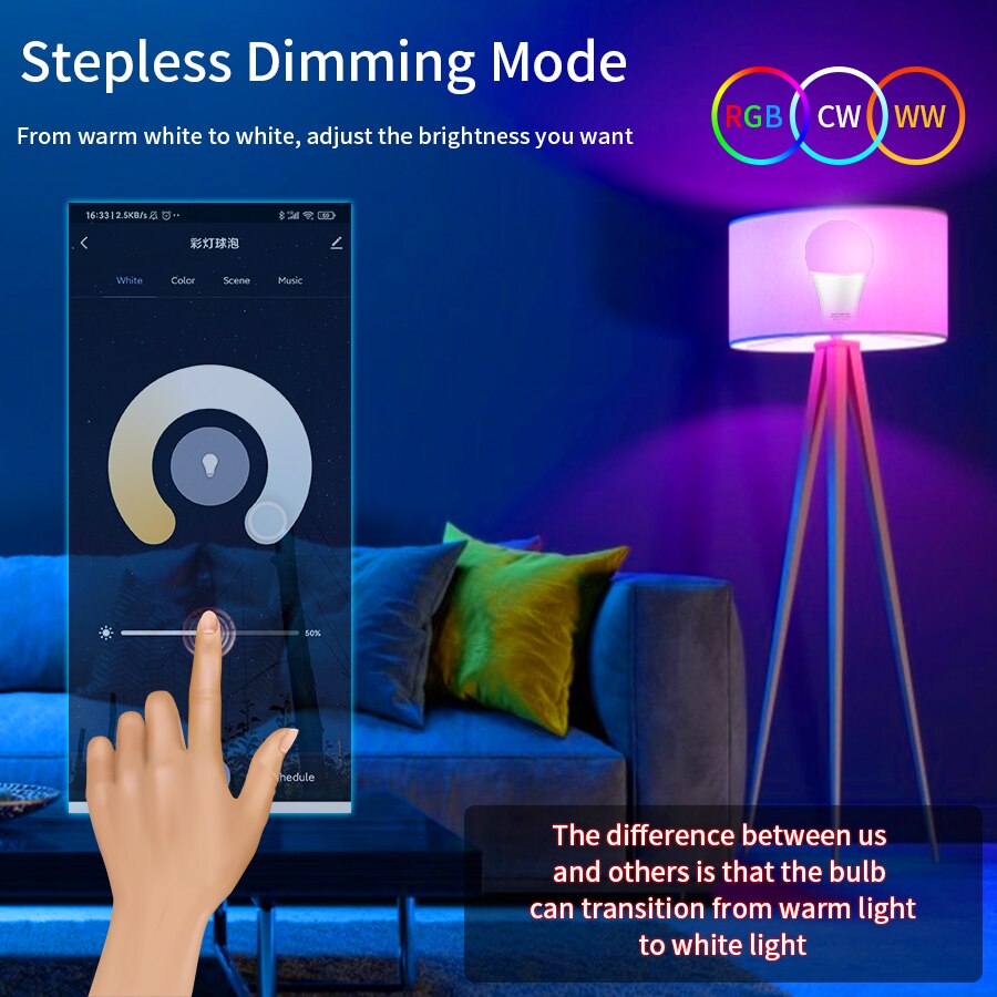 Lampu LED Pintar WiFi E27 RGBC - Wifi Led Dimmer ulasan dan harga