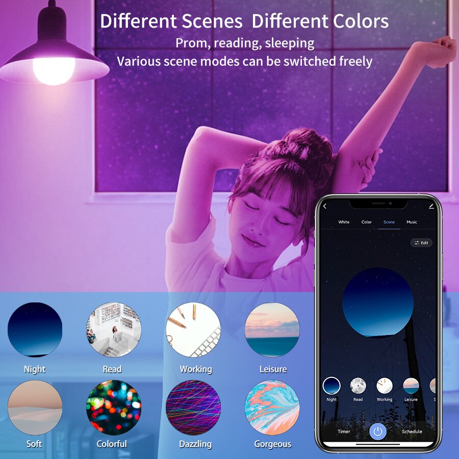Lampu LED Pintar WiFi E27 RGBC - Wifi Led Dimmer ulasan dan harga