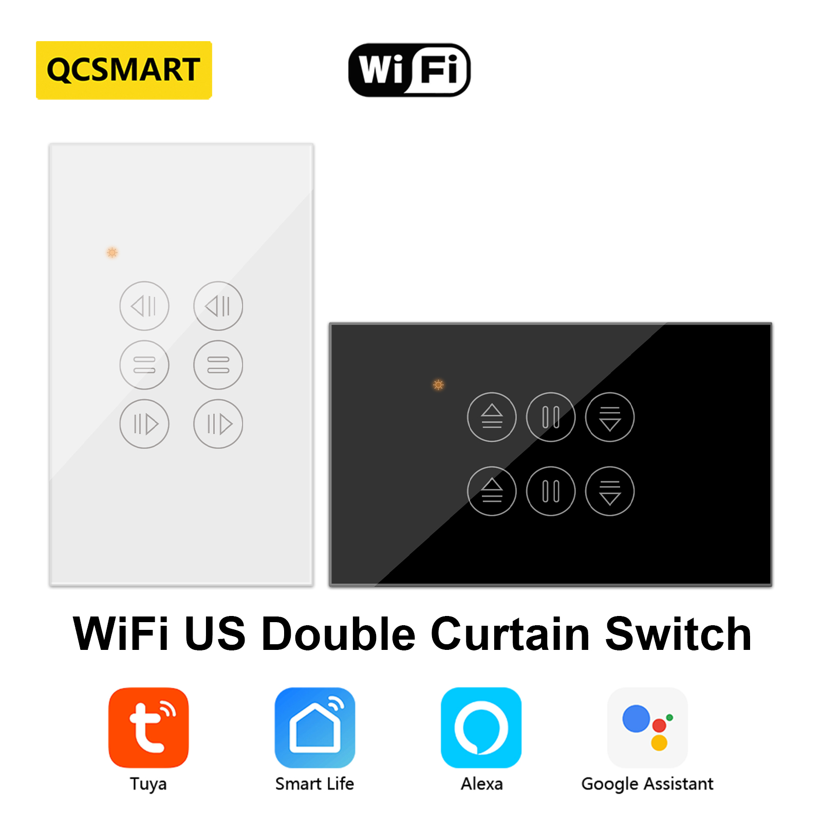 QCSMART WiFi Tirai Ganda US Sw - Smart Home Blinds ulasan dan harga
