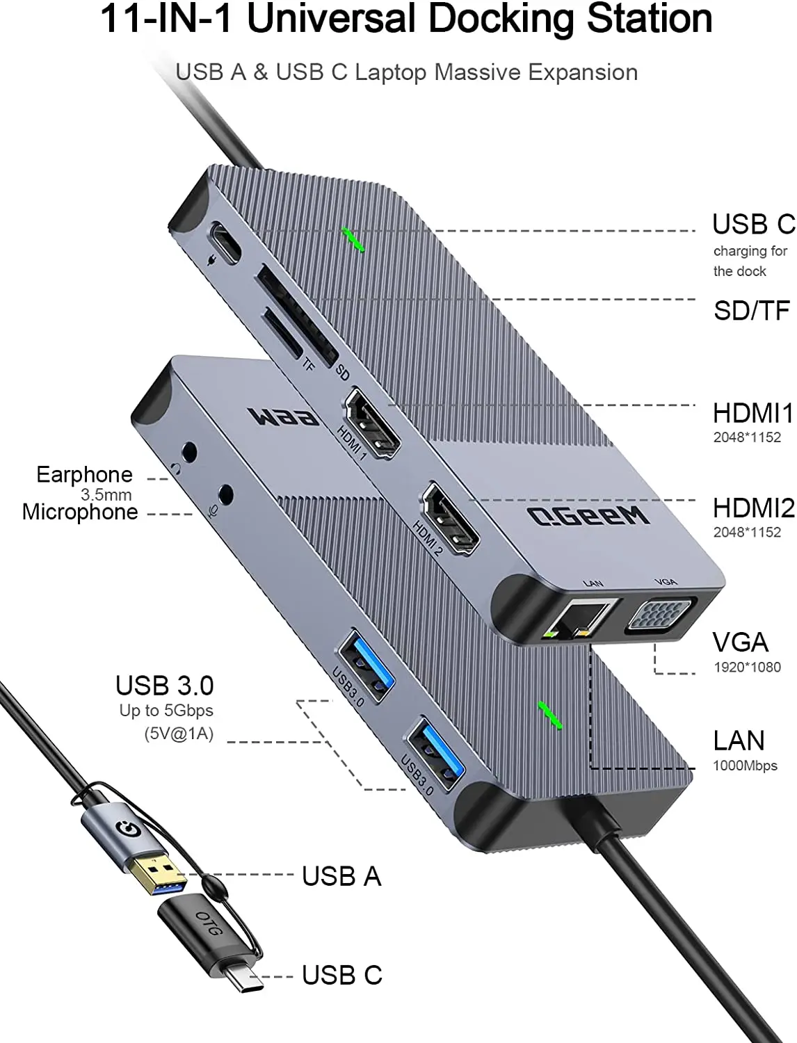 QGeeM USB 3.0 Docking Station, - Smart Home Hub 2 ulasan dan harga