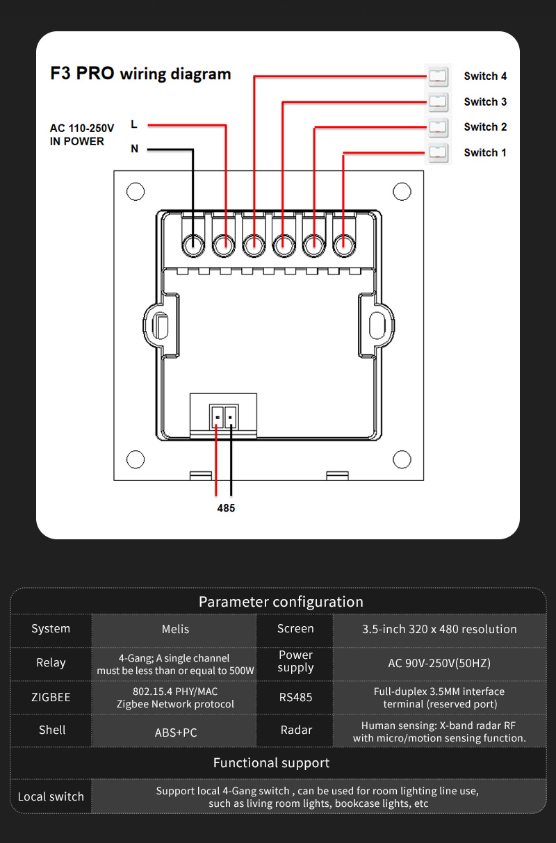 F3 Pro Panel Sentuh IPS 3.5 In - Smart Home Life ulasan dan harga